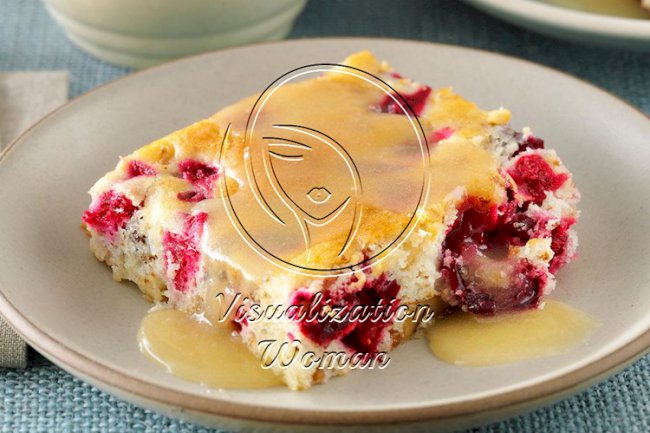 Cranberry-Walnut Cake with Butter Sauce