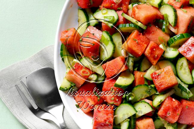 Minty Watermelon-Cucumber Salad