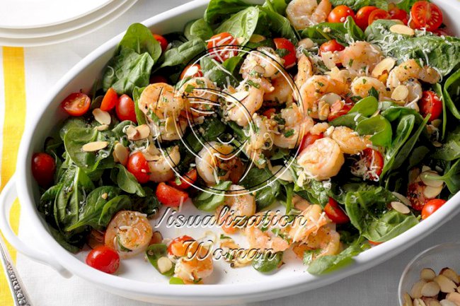 Shrimp Scampi Spinach Salad