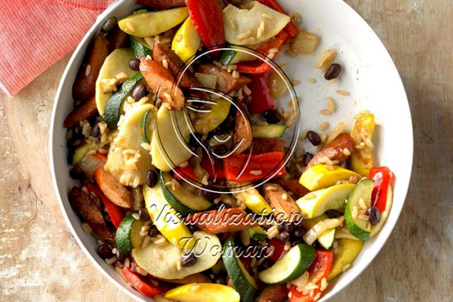 Spicy Sausage and Rice Skillet