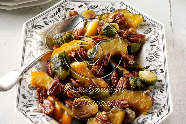 Roasted Acorn Squash & Brussels Sprouts