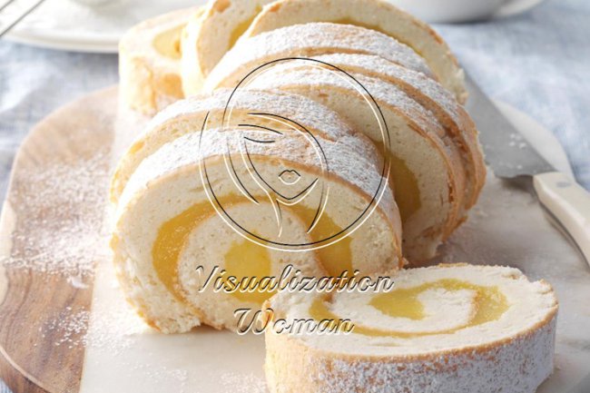 Moist Lemon Angel Cake Roll