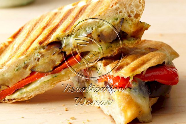 Grilled Eggplant Panini with Basil Aioli