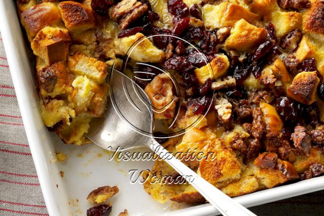 Eggnog Bread Pudding with Cranberries