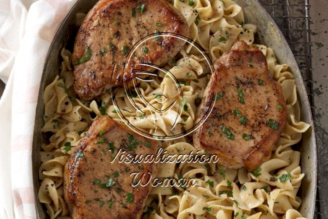 Pork Chops with Creamy Mustard Noodles