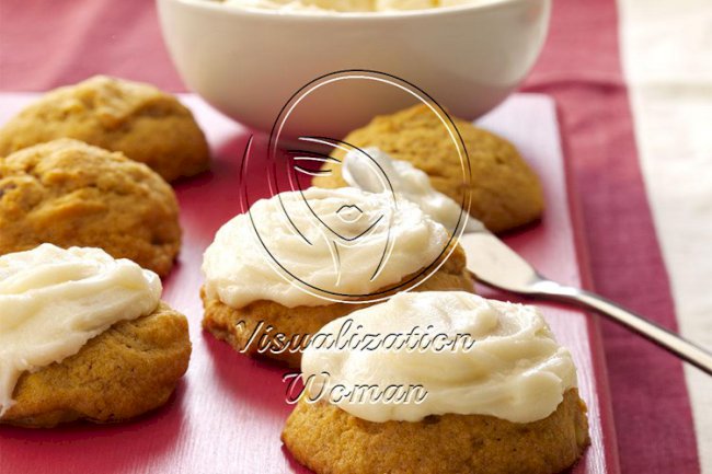 Pumpkin Cookies with Cream Cheese Frosting