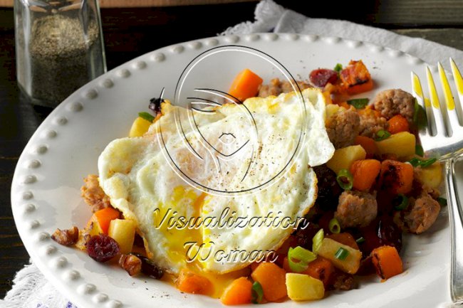 Sausage-Sweet Potato Hash & Eggs