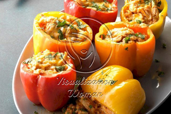 Slow-Cooker Chicken Enchilada Stuffed Peppers