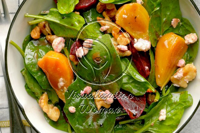 Spinach Salad with Goat Cheese and Beets