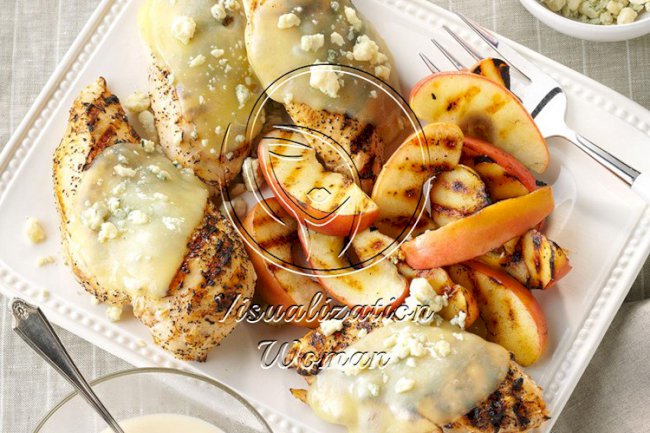 Chicken Alfredo with Grilled Apples