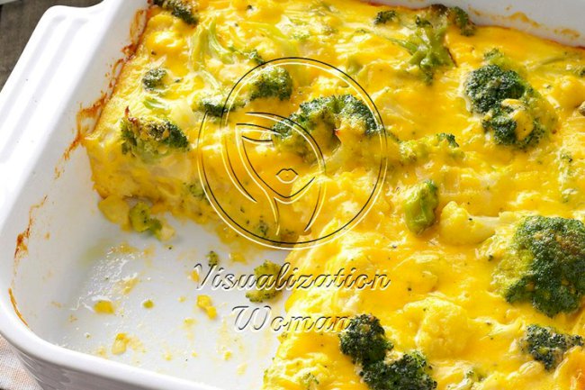 Cauliflower-Broccoli Cheese Bake
