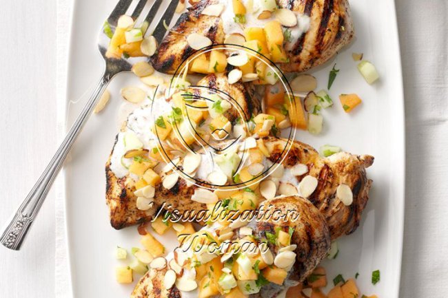 Tandoori-Style Chicken with Cucumber Melon Relish