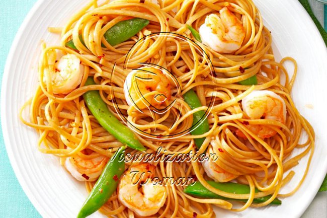 Sesame Noodles with Shrimp & Snap Peas