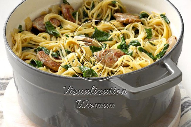Angel Hair Pasta with Sausage & Spinach