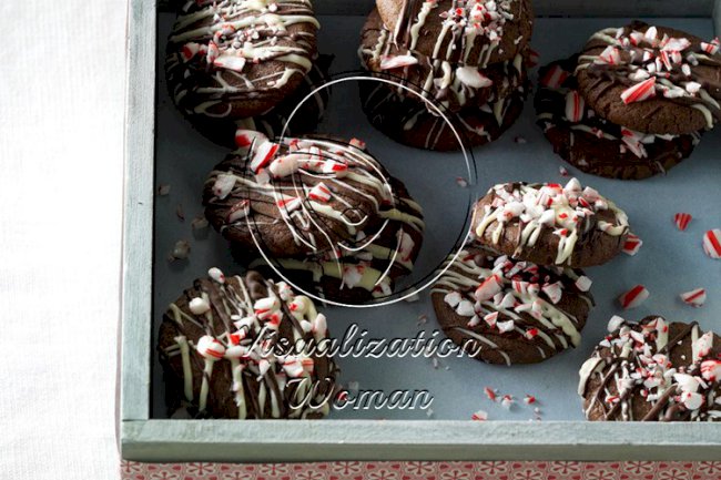 Triple Chocolate Candy Cane Cookies