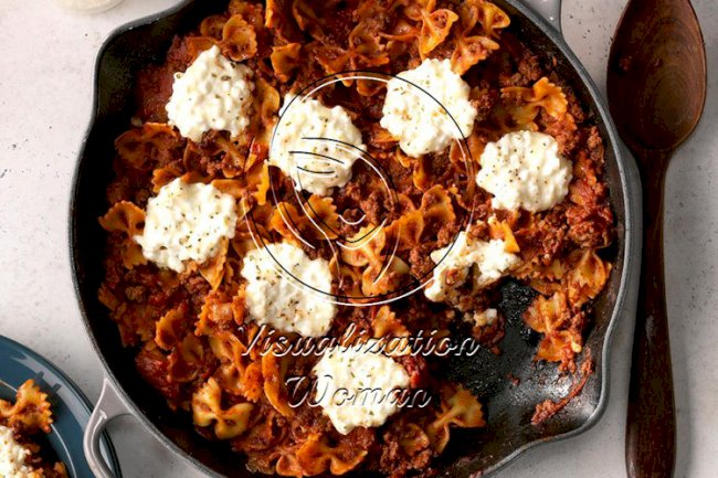 Skillet Bow Tie Lasagna