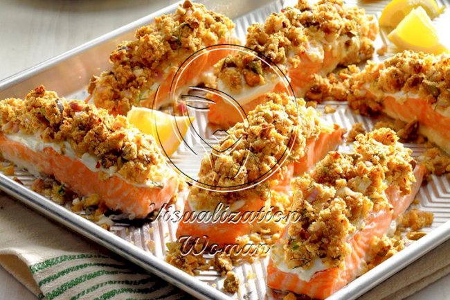 Salmon with Horseradish Pistachio Crust