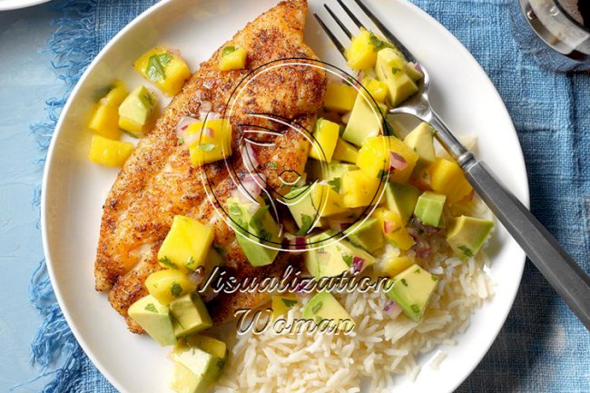 Blackened Catfish with Mango Avocado Salsa