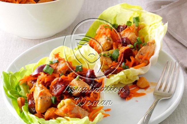 Cherry-Chicken Lettuce Wraps