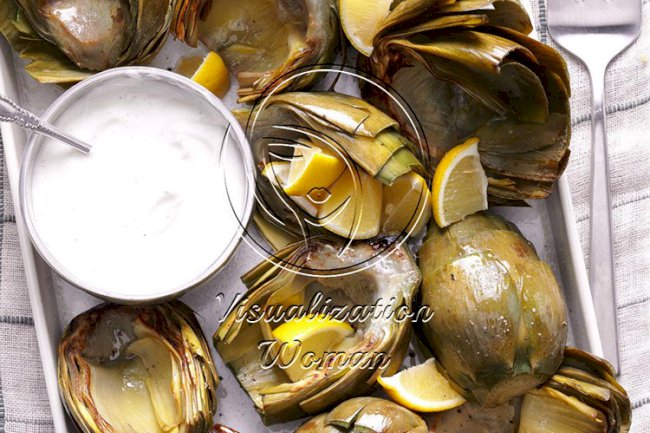 Fresh Artichokes with Lemon-Yogurt Dip