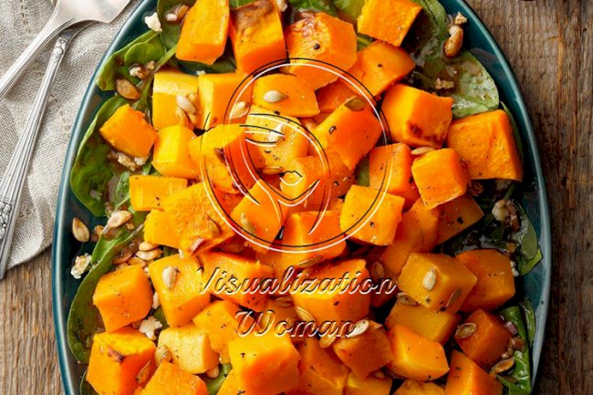 Roasted Butternut Squash Salad with Caramelized Pumpkin Seeds