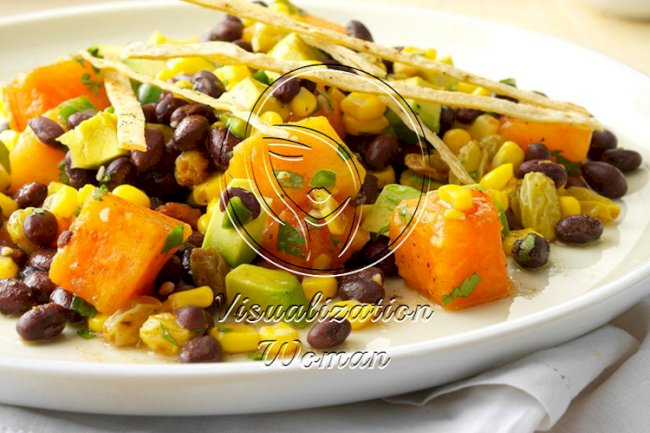 Tropical Fusion Salad with Spicy Tortilla Ribbons