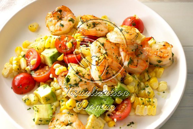 Pesto Corn Salad with Shrimp