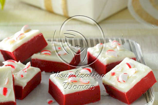 Red Velvet Candy Cane Fudge