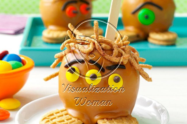 Scary Hairy Caramel Apples