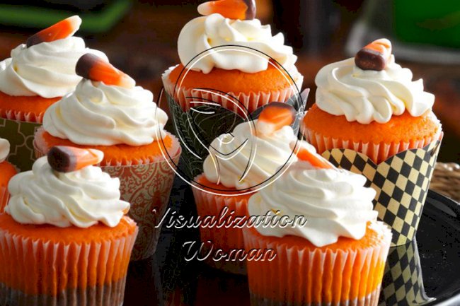 Chocolate Candy Corn Cupcakes