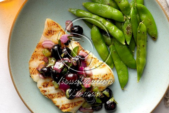 Grilled Halibut with Blueberry Salsa