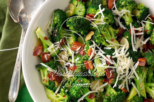 Broccoli with Garlic, Bacon & Parmesan