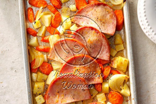 Sliced Ham with Roasted Vegetables