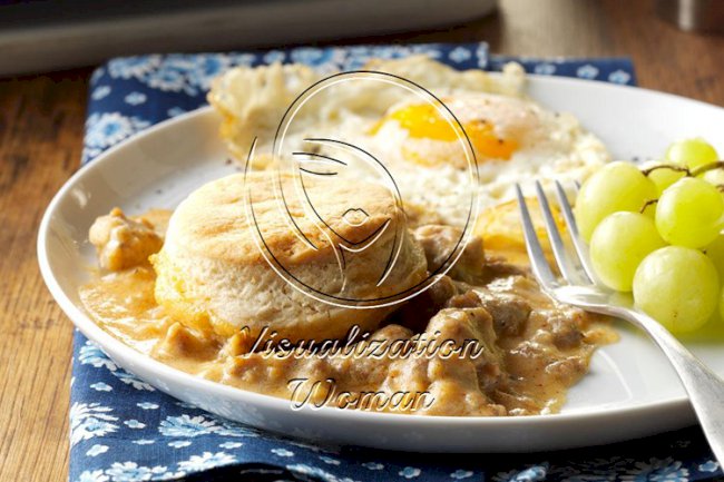 Make-Ahead Biscuits & Gravy Bake