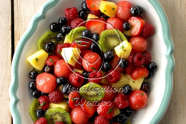 Mixed Fruit with Lemon-Basil Dressing
