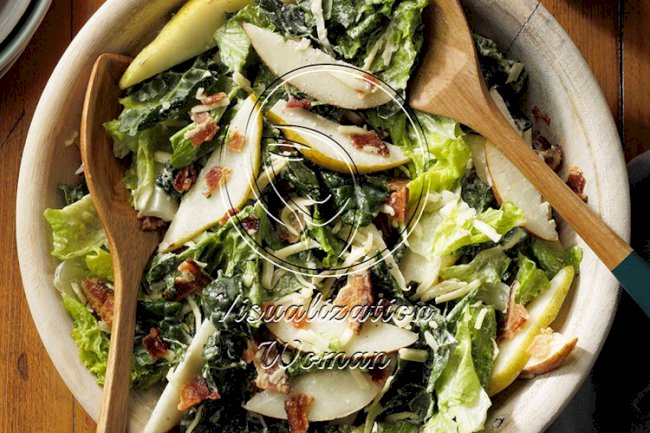 Bacon Pear Salad with Parmesan Dressing