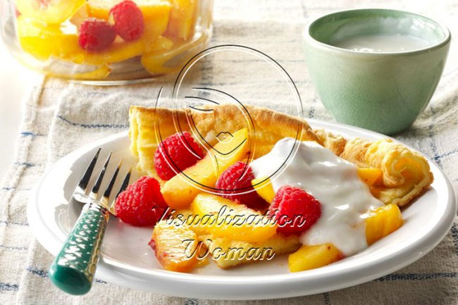 Raspberry Peach Puff Pancake