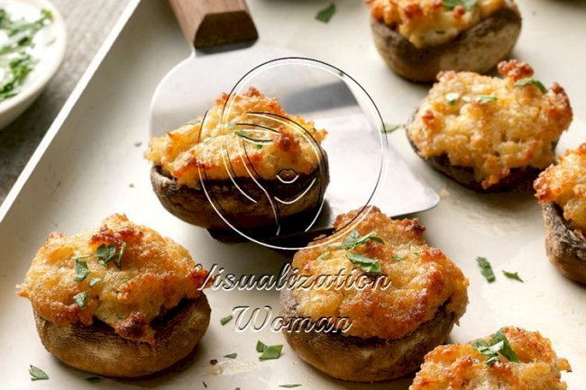 Crab Cake Stuffed Mushrooms
