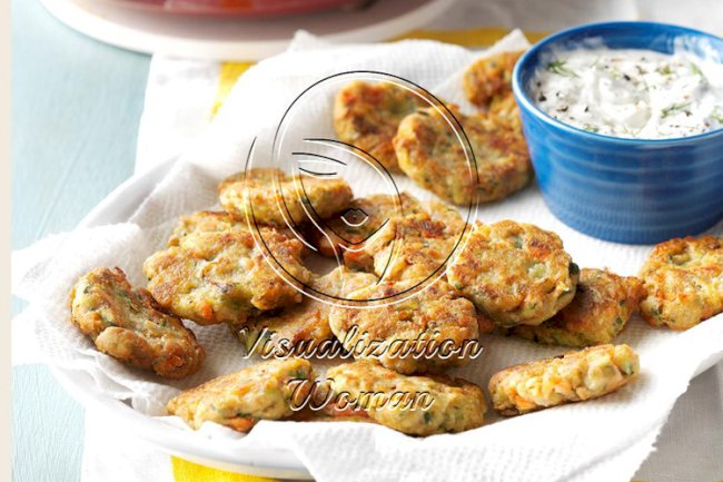 Zucchini Patties with Dill Dip