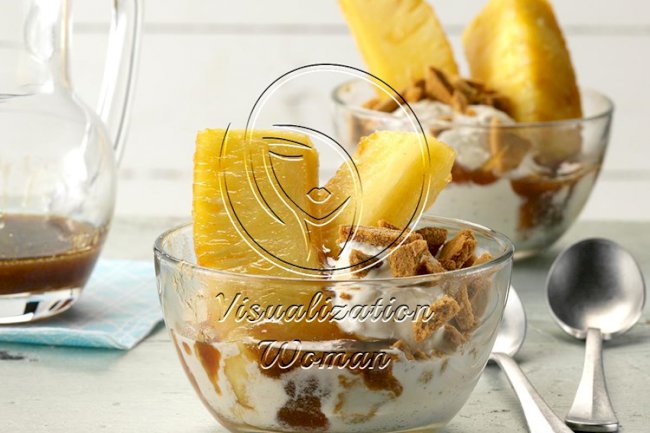 Warm Pineapple Sundaes with Rum Sauce