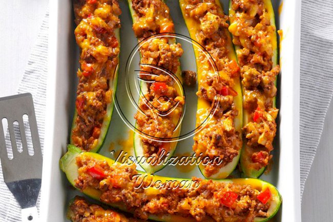 Beef & Bulgur-Stuffed Zucchini Boats