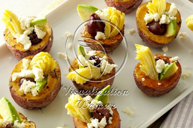 Greek Stuffed Mini Potatoes