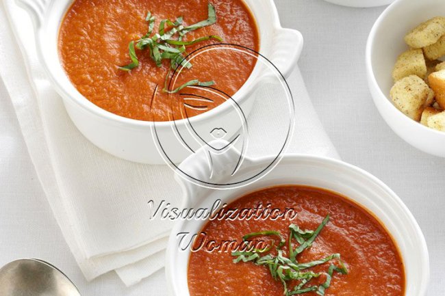 Roasted Tomato Soup with Fresh Basil