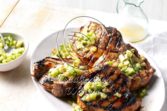 Pina Colada Pork Chops with Tropical Fruit Salsa