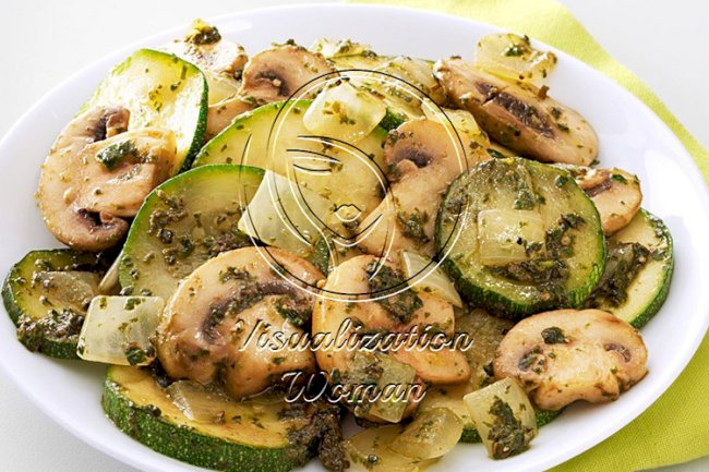 Mushroom & Zucchini Pesto Saute