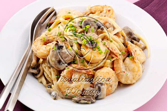 Shrimp Linguine with Parmesan Cream Sauce