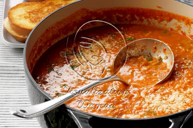 Basil Tomato Soup with Orzo