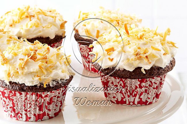 Chocolate Angel Cupcakes with Coconut Cream Frosting