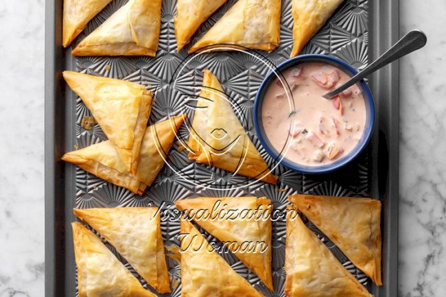 Nacho Triangles with Salsa-Ranch Dipping Sauce