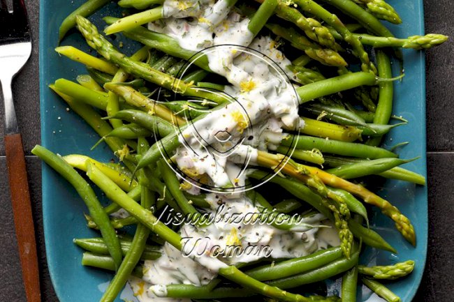 Asparagus and Green Beans with Tarragon Lemon Dip